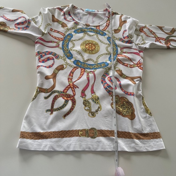 J. McLaughlin-Catalina Cloth-Printed-3/4 Sleeve-White-Colorful-Top-Size XS - Picture 8 of 9